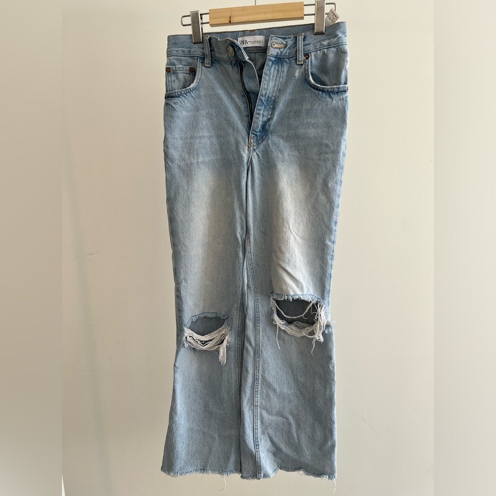 Zara Wide Leg Ripped Jeans